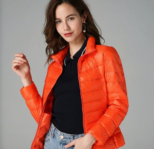 Women's warm quilted puffer jacket for stylish winter comfort. Perfect cold weather outerwear.