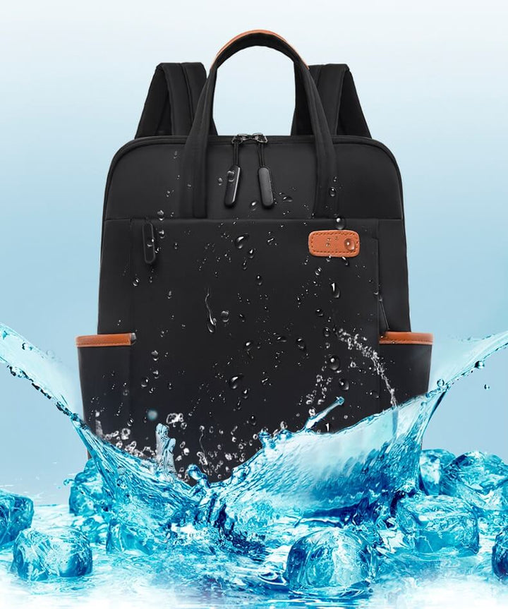 Front view of women's anti-theft travel backpack, water-resistant Oxford design, sleek and secure.