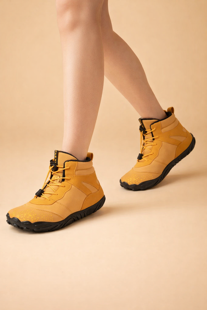 Women's waterproof barefoot winter boots, stylish and comfortable with a flexible sole for natural movement.