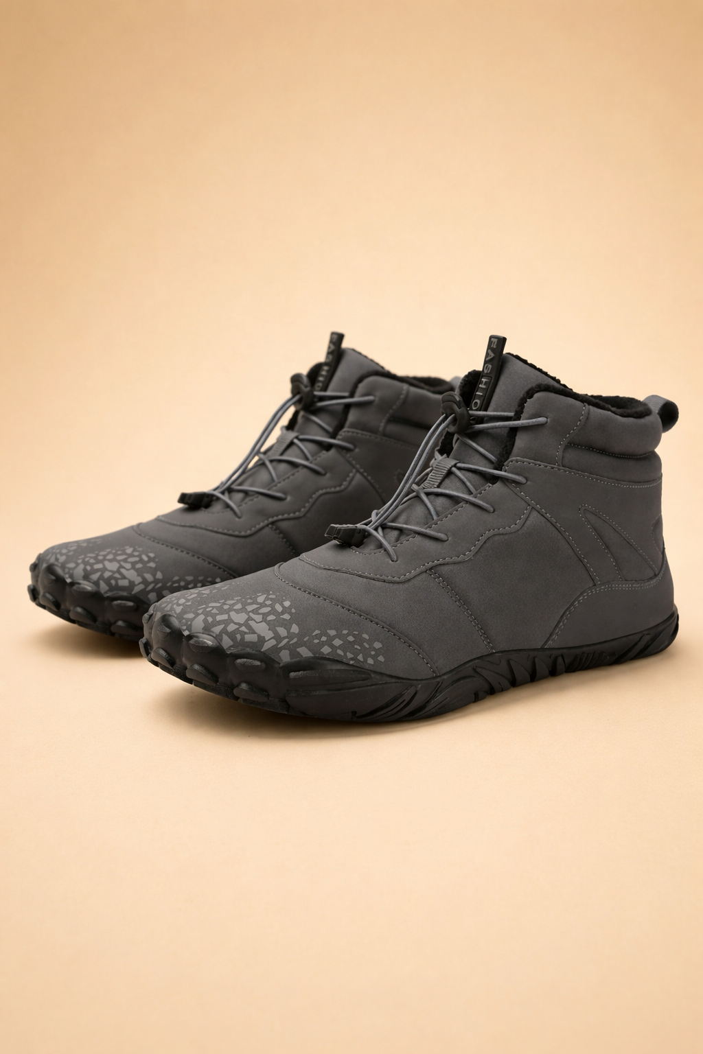 Pink women's waterproof barefoot winter boots, minimalist design for natural movement & outdoor fashion.