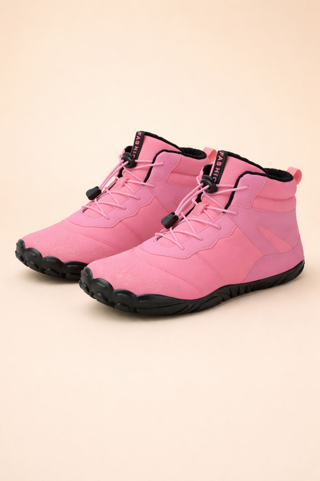 Women's waterproof barefoot winter boots; flexible sole, minimalist design for natural walking comfort.