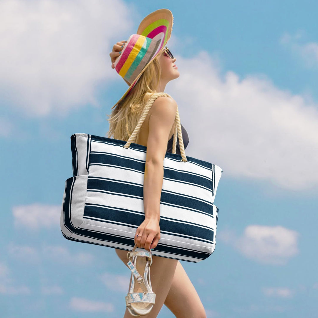 Fashionable oversized women's tote, sandproof & waterproof for resort.