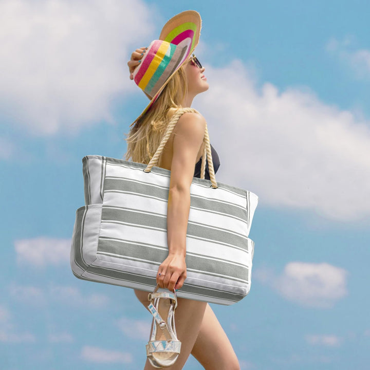 Versatile women's oversized beach tote, waterproof for beach & pool.