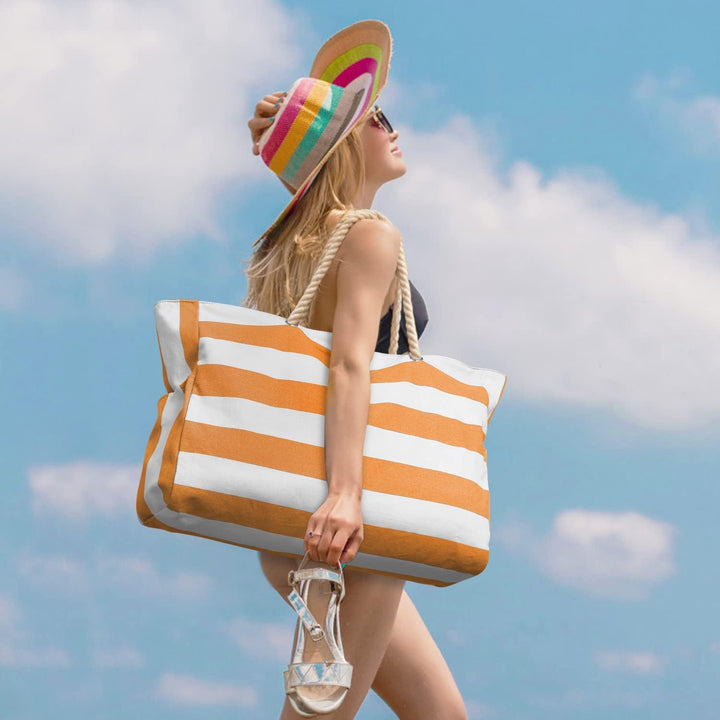 Women's oversized waterproof tote, ideal for family beach trips.