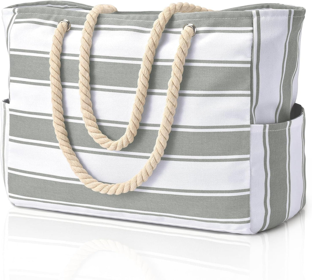 Functional oversized waterproof women's pool bag, with secure pockets.
