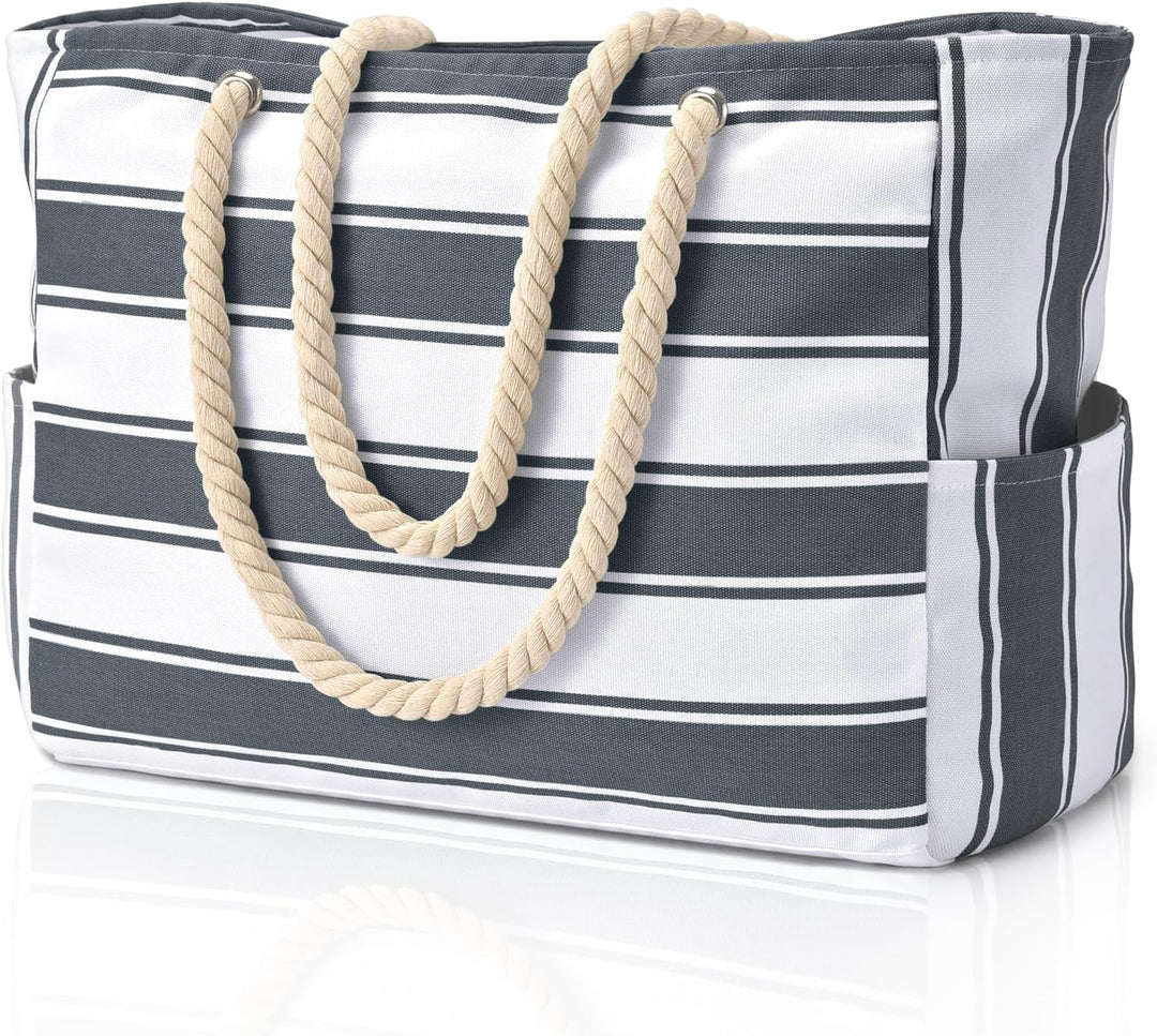 Durable sandproof beach tote for women, keeps items dry & sand-free.