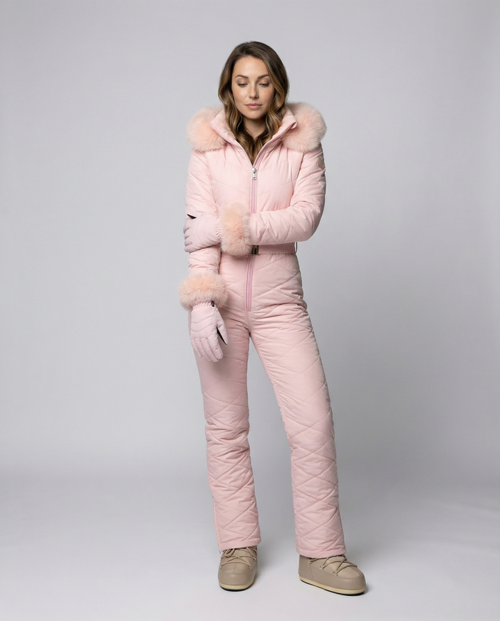 Women's weather-resistant snowboard overall suit, ideal for skiing and cold weather adventures.