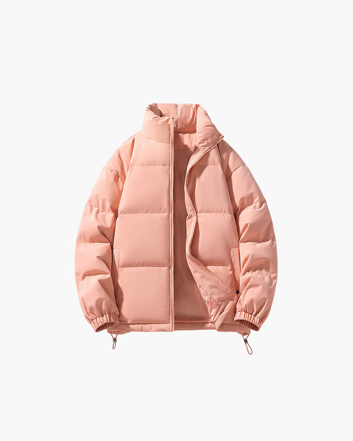Versatile women's weatherproof jacket, stand collar puffer style for ultimate winter comfort.
