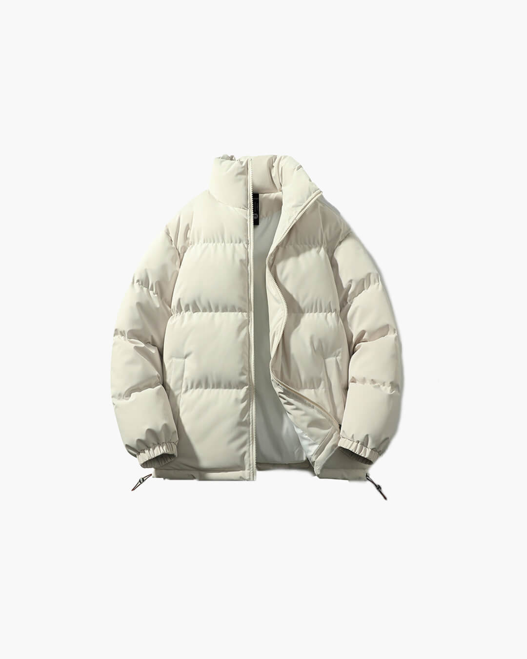 Warm casual women's weatherproof winter coat with a protective stand collar.