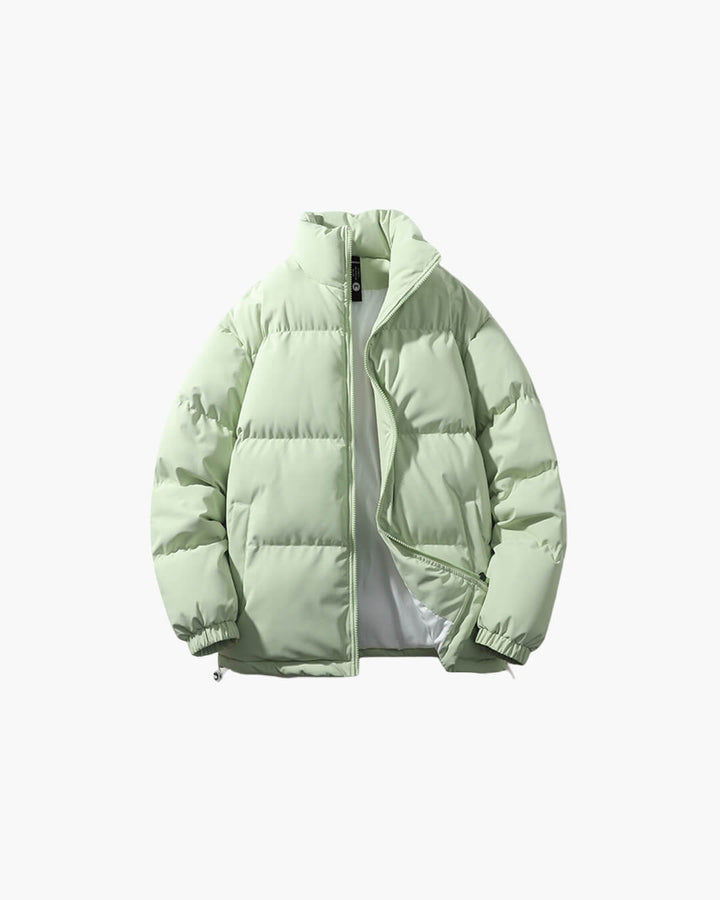 Casual yet chic women's puffer jacket, stand collar offers extra warmth on cold days.