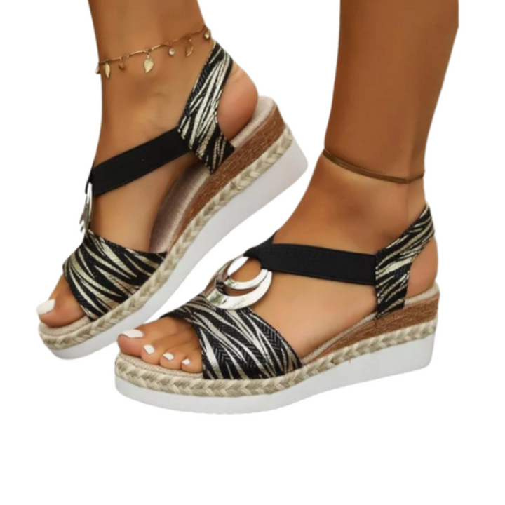 Women's wedge sandals with cushioned comfort sole & stylish straps, perfect for summer casual wear.