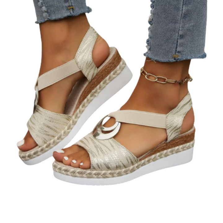 Comfortable ladies wedge sandals with cushioned sole, ideal for summer holidays & travel.