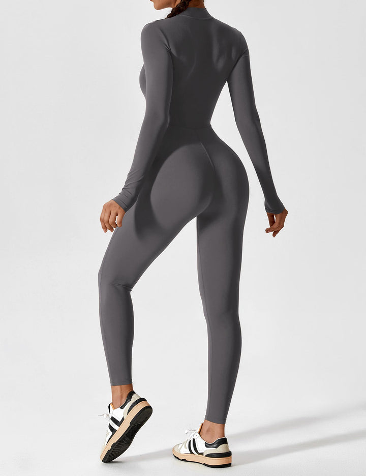 Folded women's long sleeve zip lounge set, ready for summer travel, comfortable