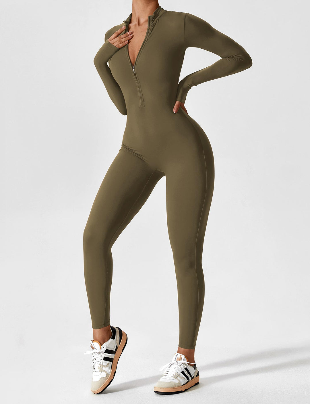 Black two-piece long sleeve zip lounge set, versatile for various summer activities