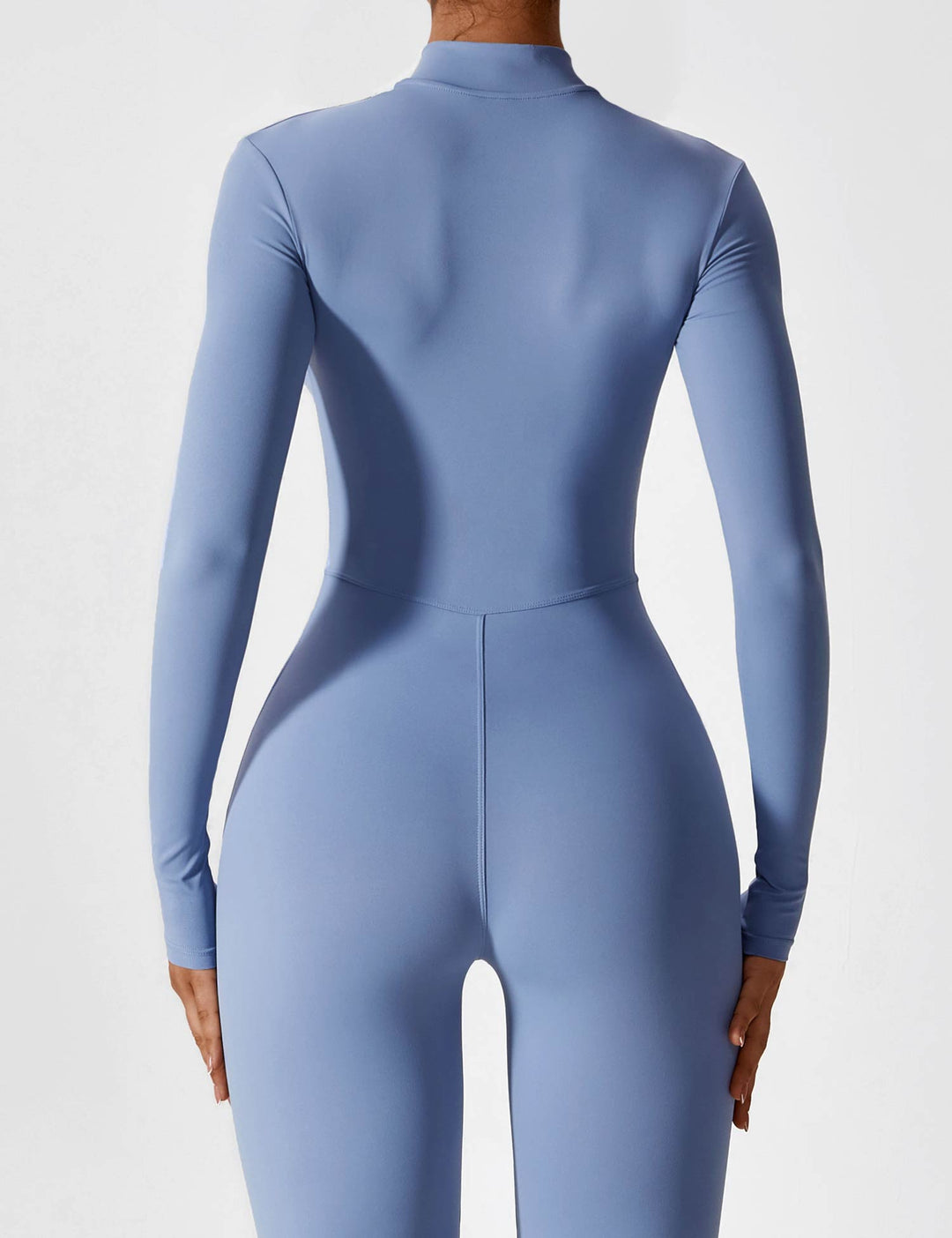 Overhead shot of women's grey long sleeve zip lounge set, complete two-piece outfit