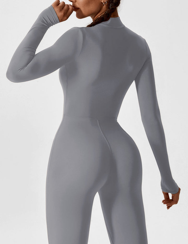Black long sleeve zip lounge set, offering warmth on cool summer nights