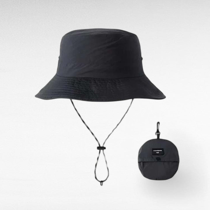 Modern women's wide brim UV protection hat, a stylish accessory for beach days and garden leisure.