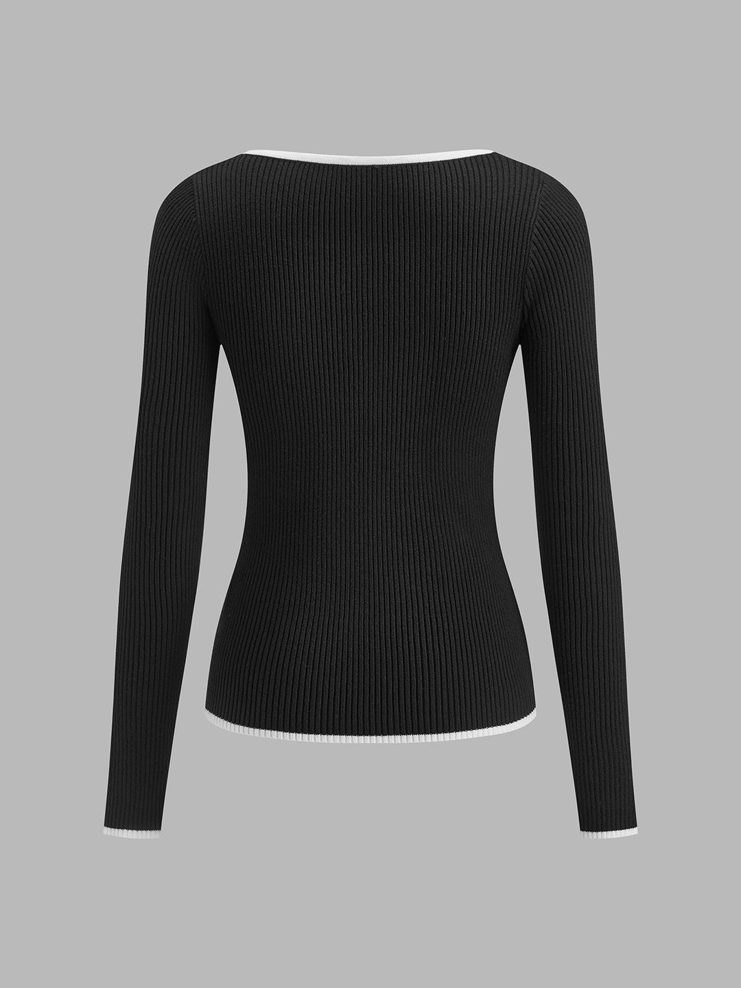 Versatile women's knit sweater with contrast trim, suitable for elegant or casual winter wear