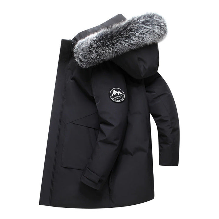Durable women's winter coat with a warm faux fur removable hood, ideal for staying comfortable in cold weather.