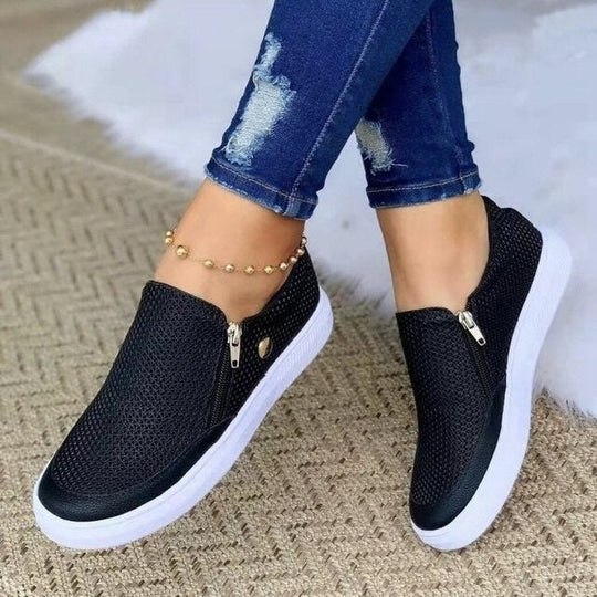 Women's zip-up orthopedic shoes, ideal for arch support & comfort. Perfect for walking & daily casual wear.