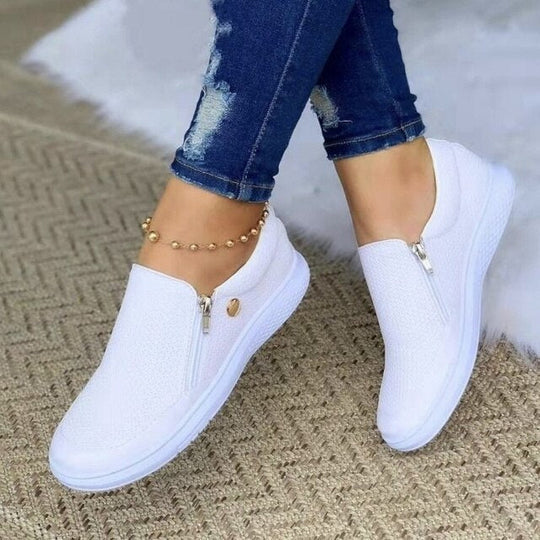 Stylish women's zip-up orthopedic shoes for superior comfort, arch support, and casual daily walking.