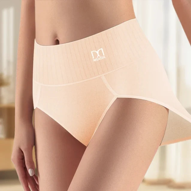 Women's 6-pack high-waisted shaping briefs with ribbed waistband for comfortable tummy control & everyday support.
