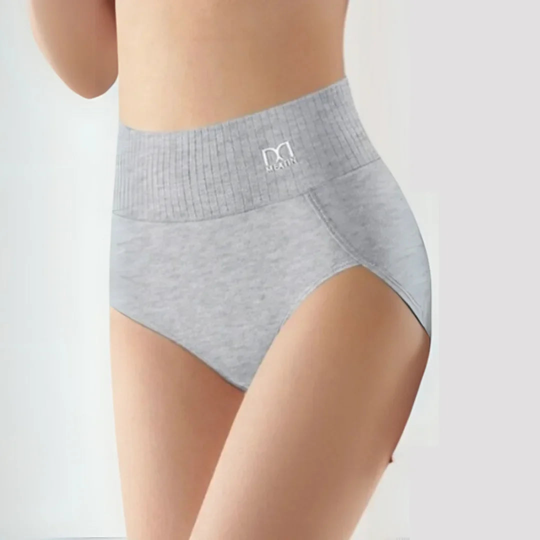 Comfortable women's high-waisted shaping briefs 6-pack with ribbed waistband for smooth, seamless support.