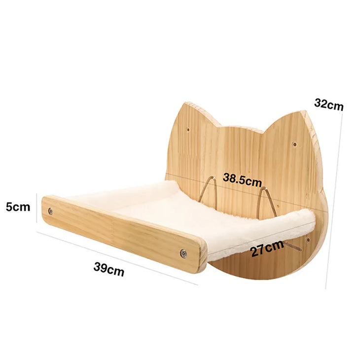 Cozy wooden cat head wall scratching board, a dual-purpose cat bed and essential cat accessory.