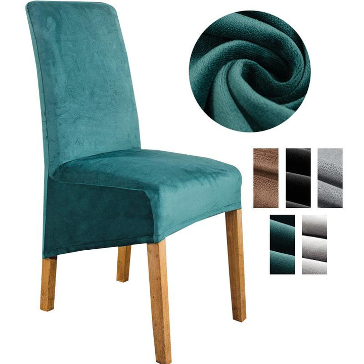 Navy blue XL stretch velvet dining chair cover, protecting furniture, adding elegance.