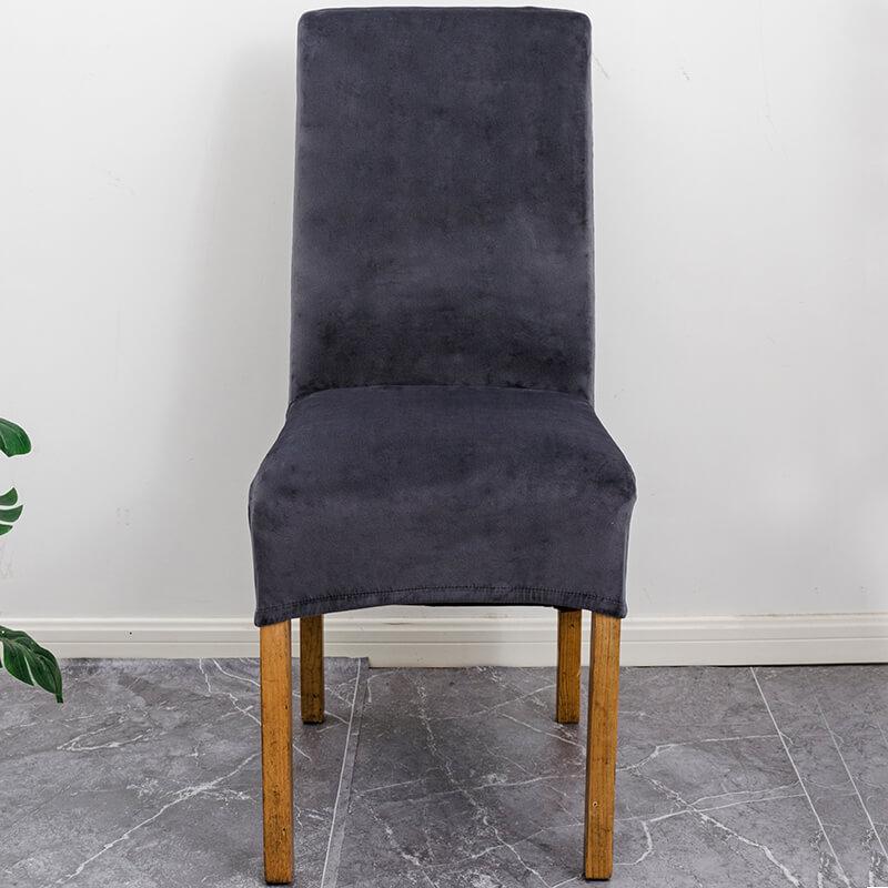 Burgundy XL stretch velvet chair cover, elegant & elastic, festive dining room decor.