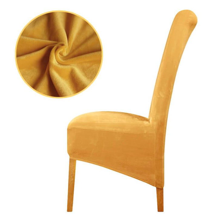 Grey XL velvet dining chair slipcover, soft, removable, easy to clean, contemporary homes.