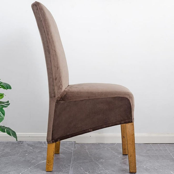 Stain-resistant XL velvet dining chair cover, essential for family dining, protection & style.