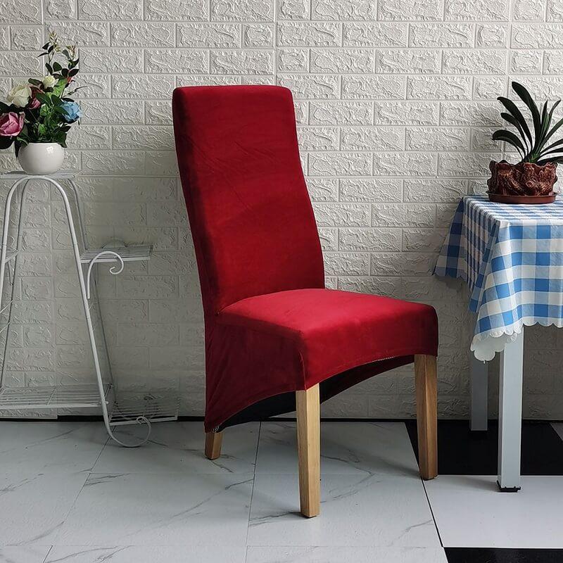 Durable XL stretch velvet dining chair protector, elastic & washable, perfect for large seating.