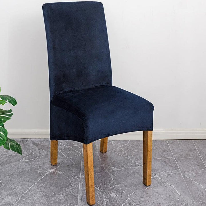 Pet-friendly XL velvet dining chair cover, protecting furniture from spills, washable too.