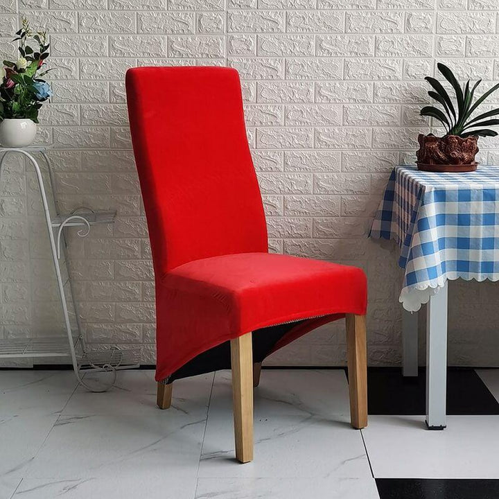 Washable XL stretch velvet dining chair cover, easy-care solution for refreshing home decor.