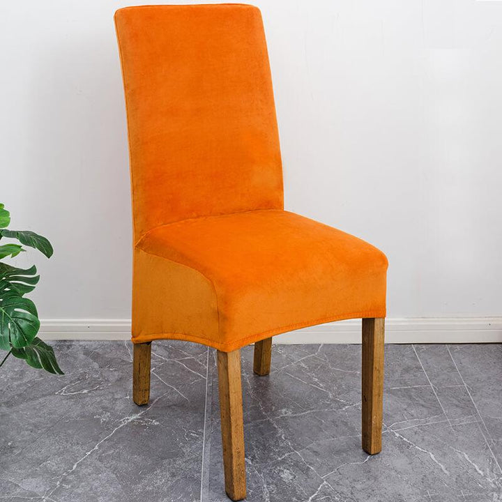Elastic XL velvet dining chair protector, durable & stylish, perfect for families and large chairs.