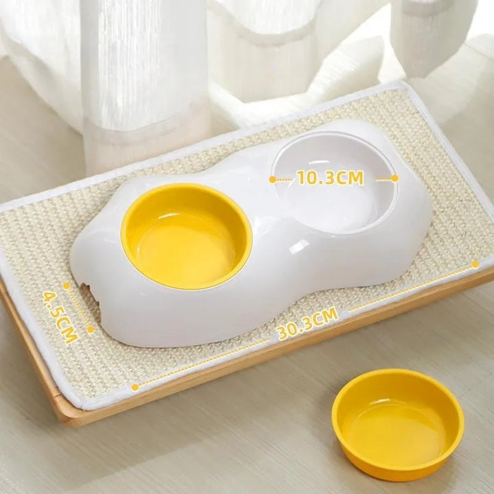 Vibrant yellow non-slip pet food and water bowls, ideal for messy eaters; suitable for cats & dogs.