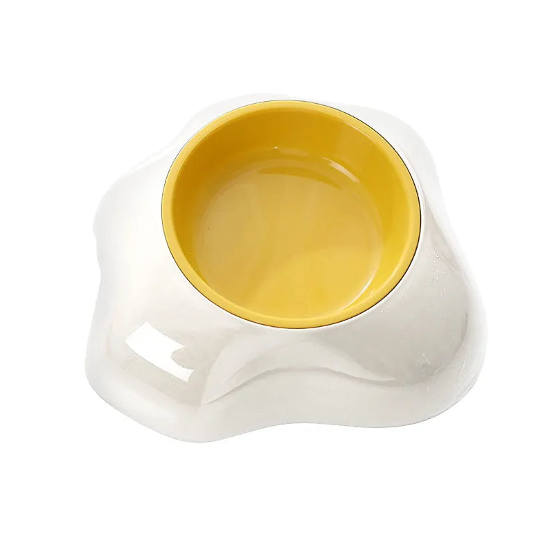 Versatile yellow non-slip pet bowl set, available in double or single configuration for dog & cat food/water.