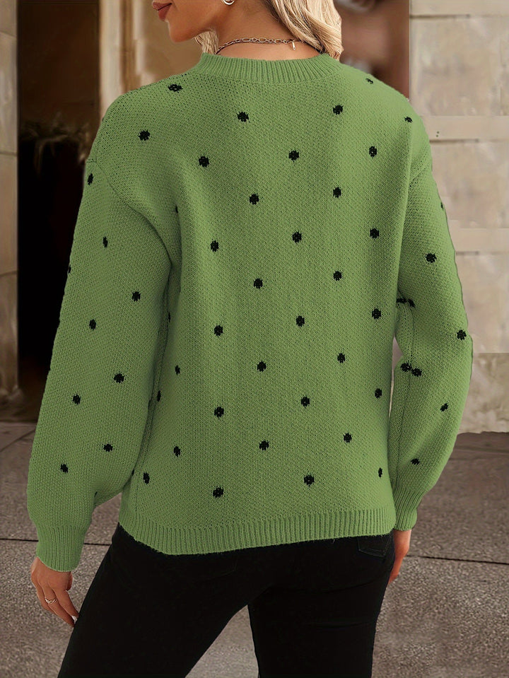 Everyday comfort: women's polka dot sweater. Cozy long-sleeve pullover for autumn/winter wear.