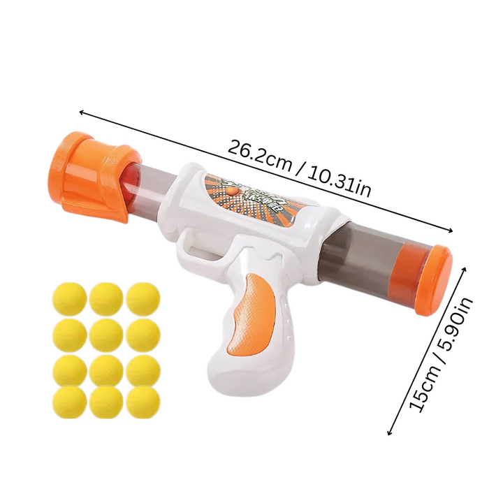 Cat exercise toy: ZoomShot automatic ball launcher with soft balls. Perfect interactive pet activity for indoor fun.